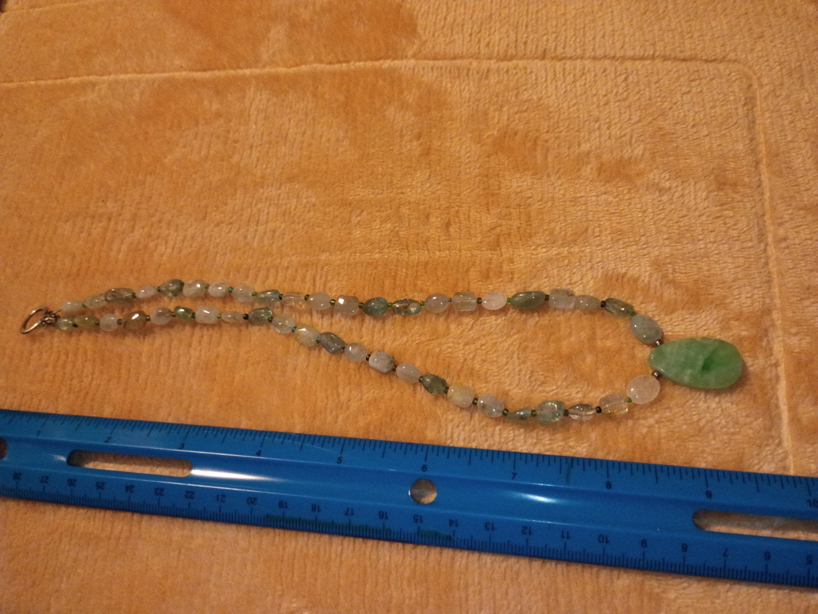 Amazonite Gemstone Necklace Sterling Silver Clasp 18″