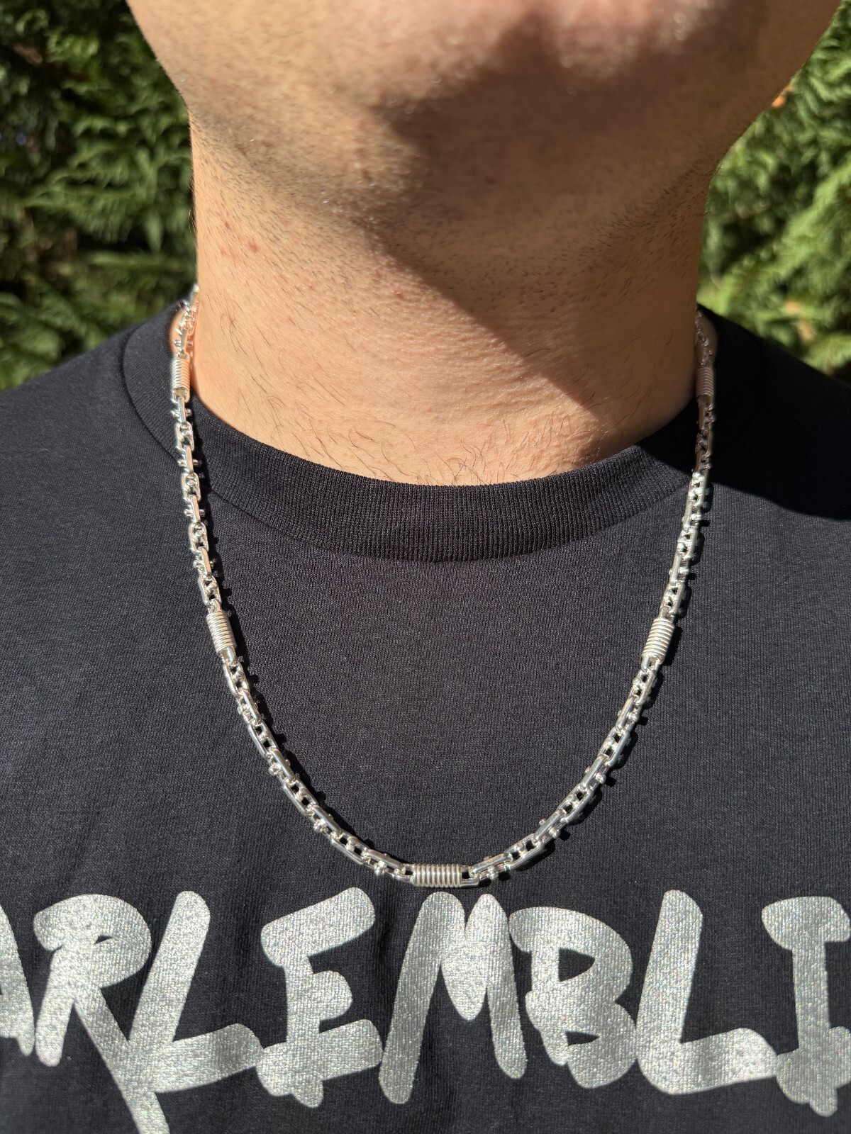 Real 925 Sterling Silver Handmade 5mm Spring Barrel Bullet Rolo Chain Necklace