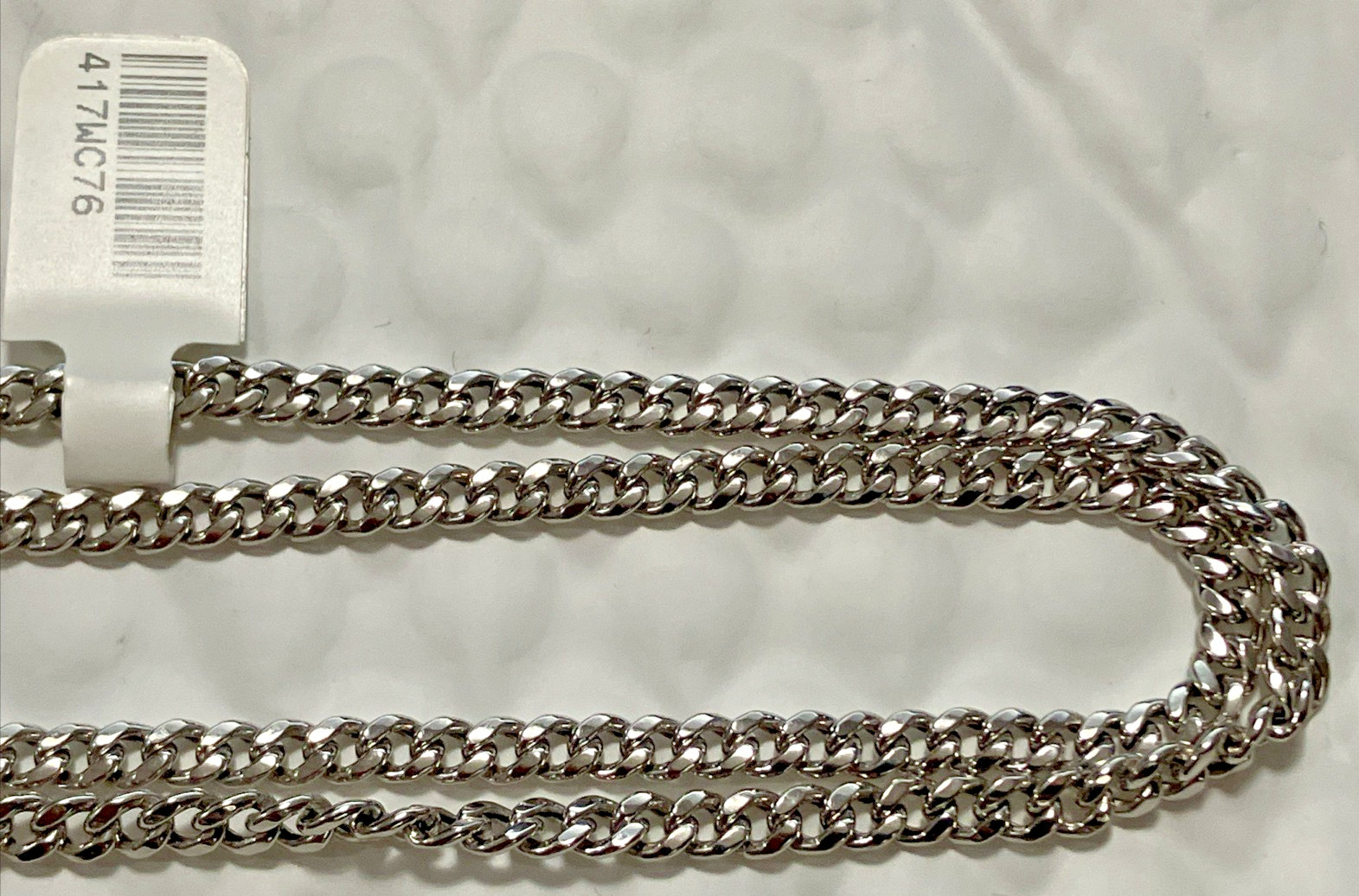 10KT White Gold Cuban Chain Semi-Solid/Hollow 7.6grams 3.8mm 22” Starz Brand NWT