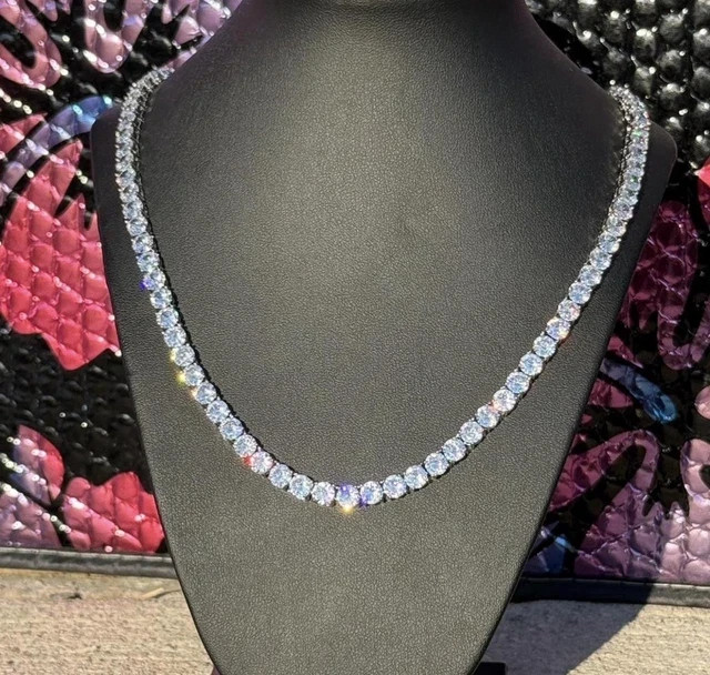 11CT Lab Created Diamond Women’s Tennis Wedding Necklace 14K White Gold Plated