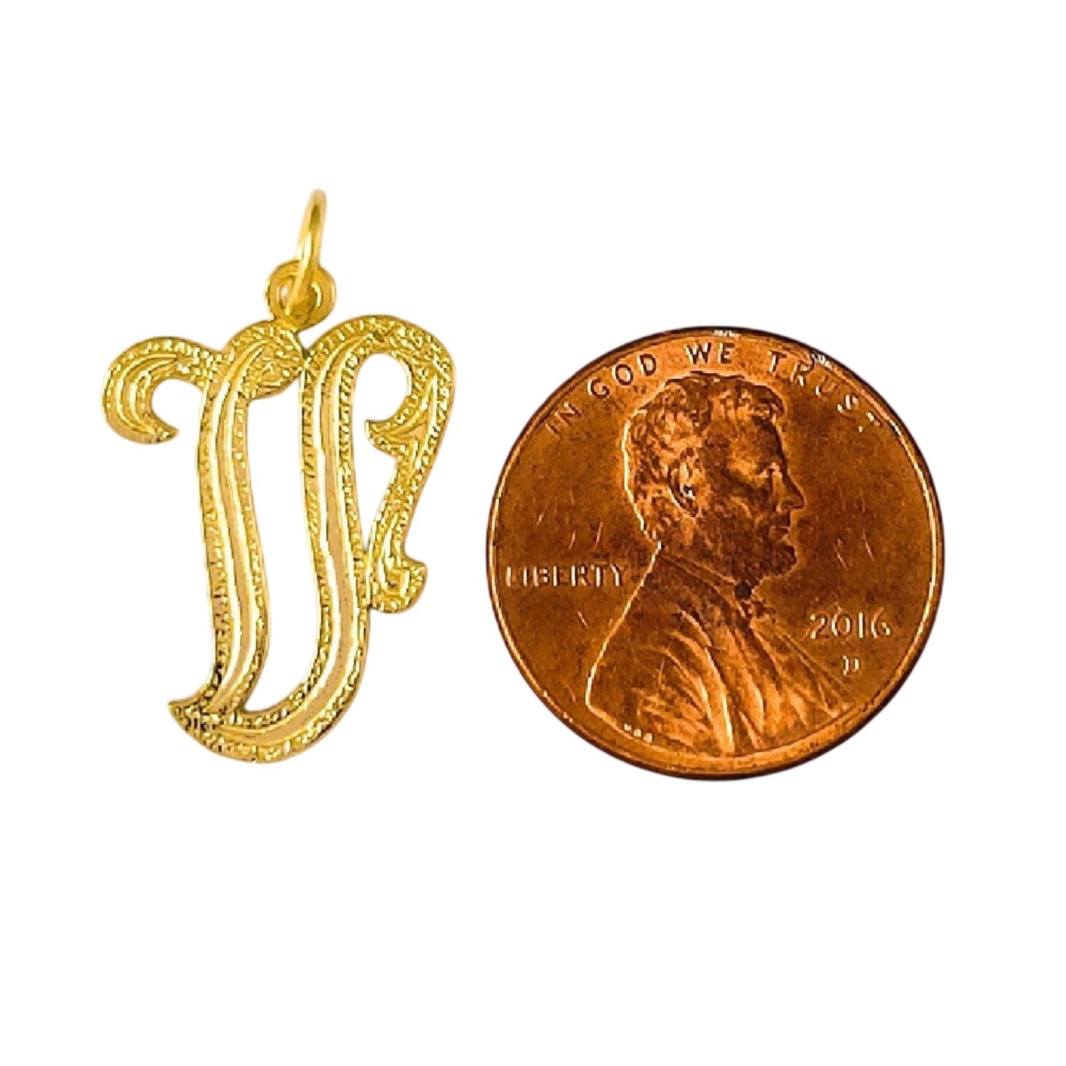 A to Z Any One 14K Yellow Gold Letter Pendant Charm, Made in USA
