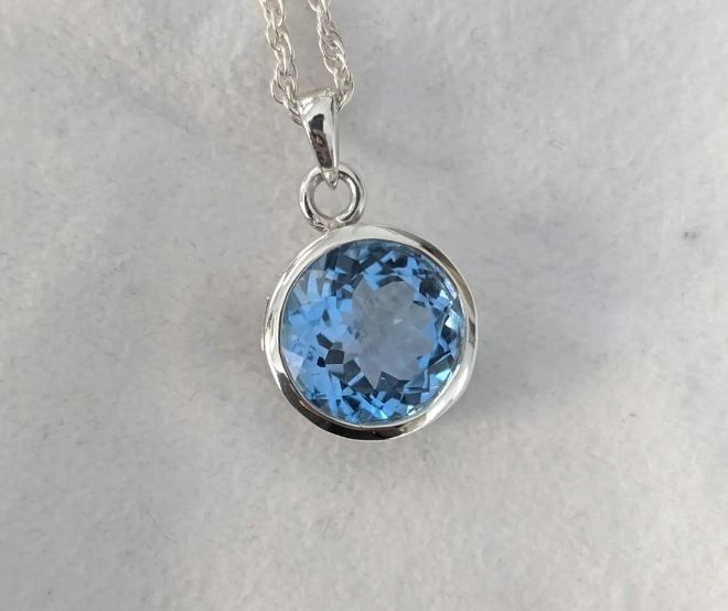 London Blue Topaz 10×10 mm Gemstone 925 Sterling Silver Jewelry Plain Necklace