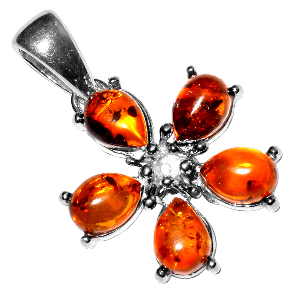 3.3g Authentic Baltic Amber 925 Sterling Silver Pendant Jewelry N-A215A