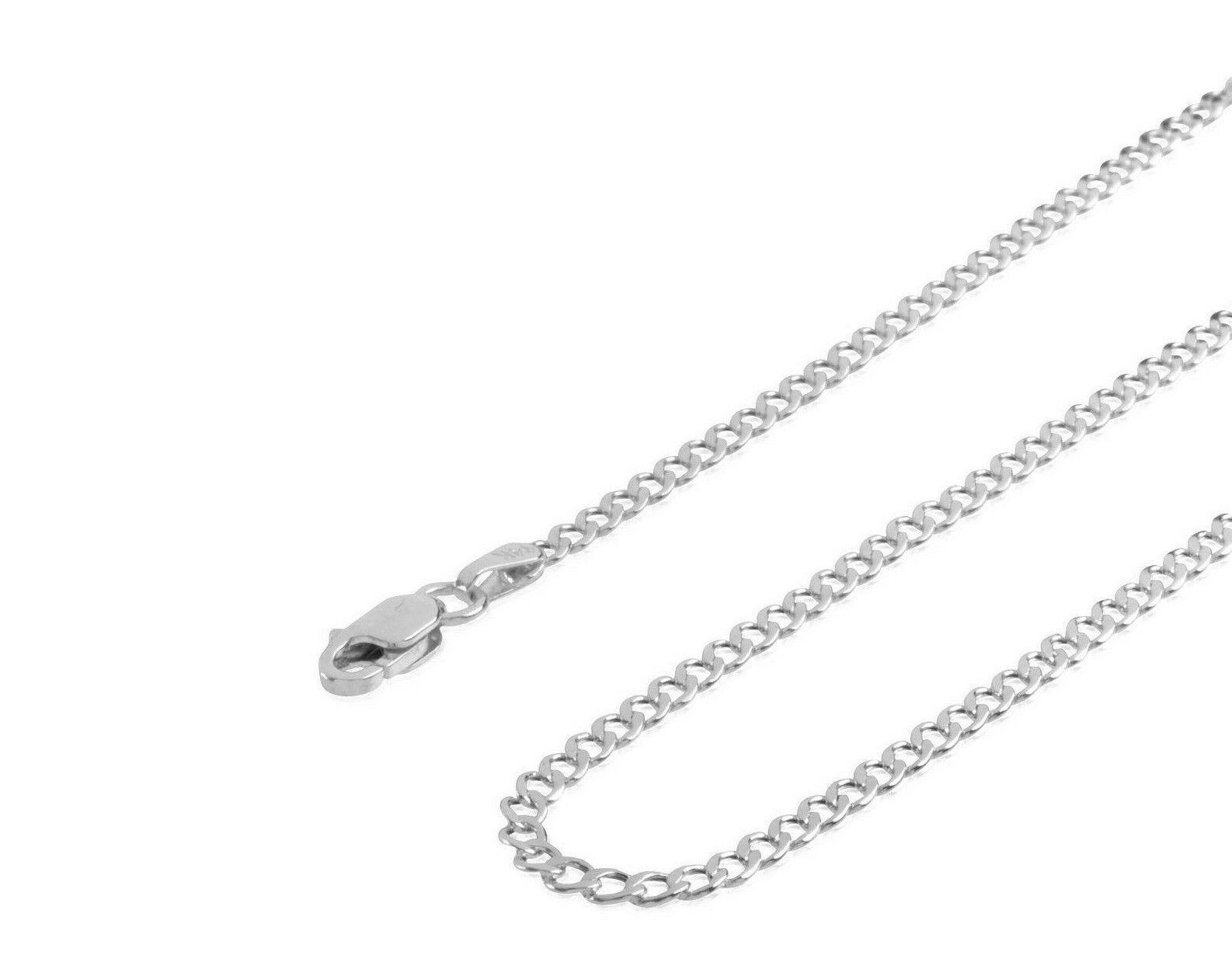 14K Solid White Gold Cuban Link Necklace 2mm 16” 18” 20” 22” 24” 26” 30”