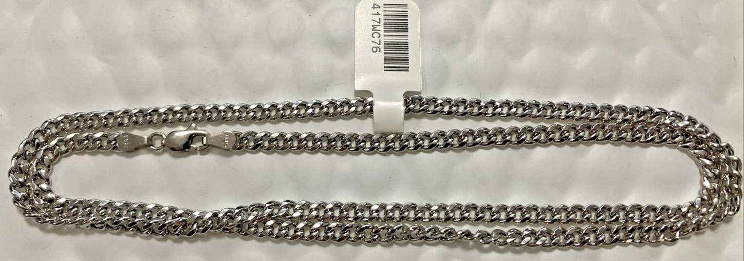 10KT White Gold Cuban Chain Semi-Solid/Hollow 7.6grams 3.8mm 22” Starz Brand NWT