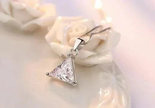 2Ct Trillion Cut Lab-Created Diamond Wedding Gift 14K White Gold Finish Pendant