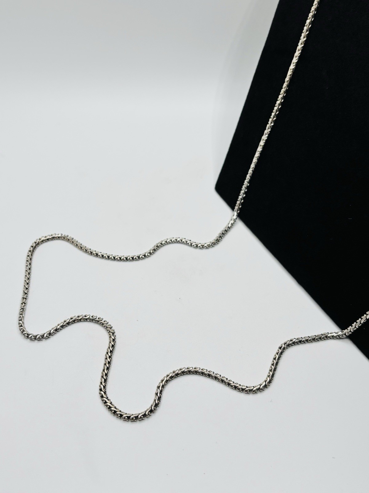 Vintage 835 German Silver 2.2mm Byzantine Wheat Chain Link Necklace 37”