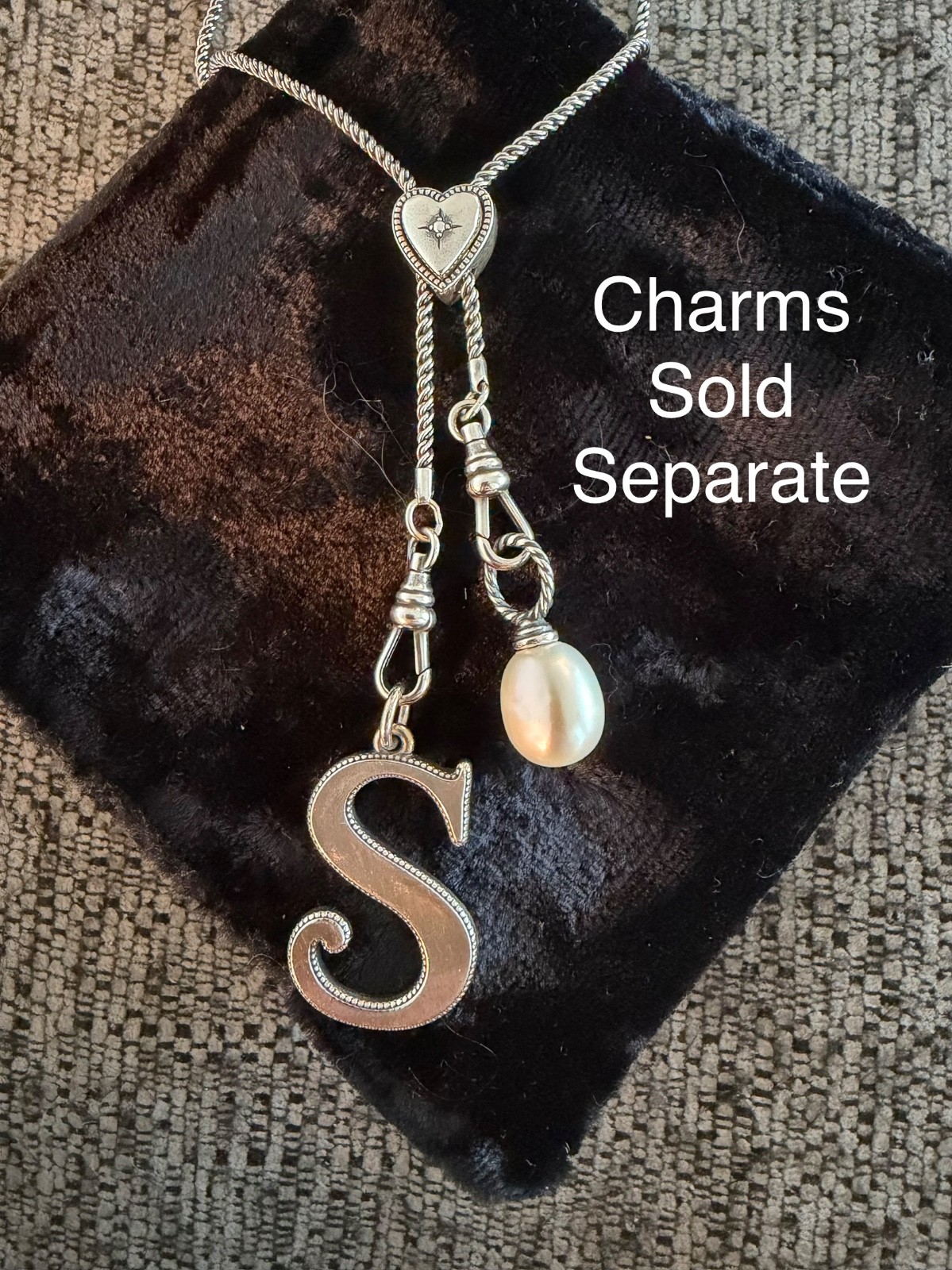 James Avery Retired Vintage Sliding Heart Bolo Necklace