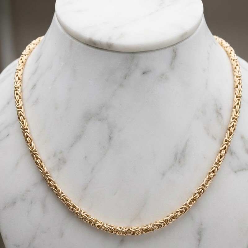 14K Gold Byzantine Chain Necklace Round Polished Yellow Finish Men Women QVC