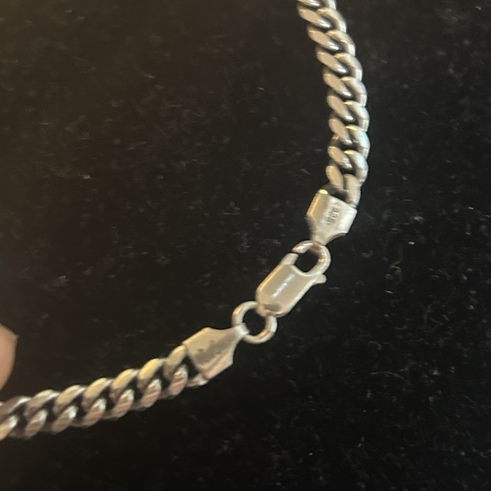 Sterling Silver Mark 925 Mark “X”Curb Chain/Cuban Link Chain. 22’L Italy