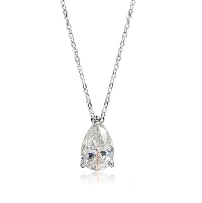 18k White Gold Plated 4CT Pear Cut D VVS1 Moissanite Necklace for Women Jewelry