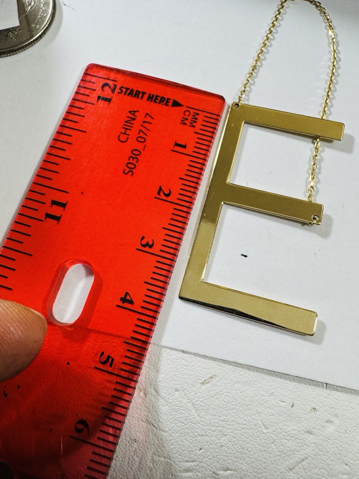 RARE 18K 750 Fine Gold Letter E initial Necklace 16.5/17.5” Long 1mm 4.3g