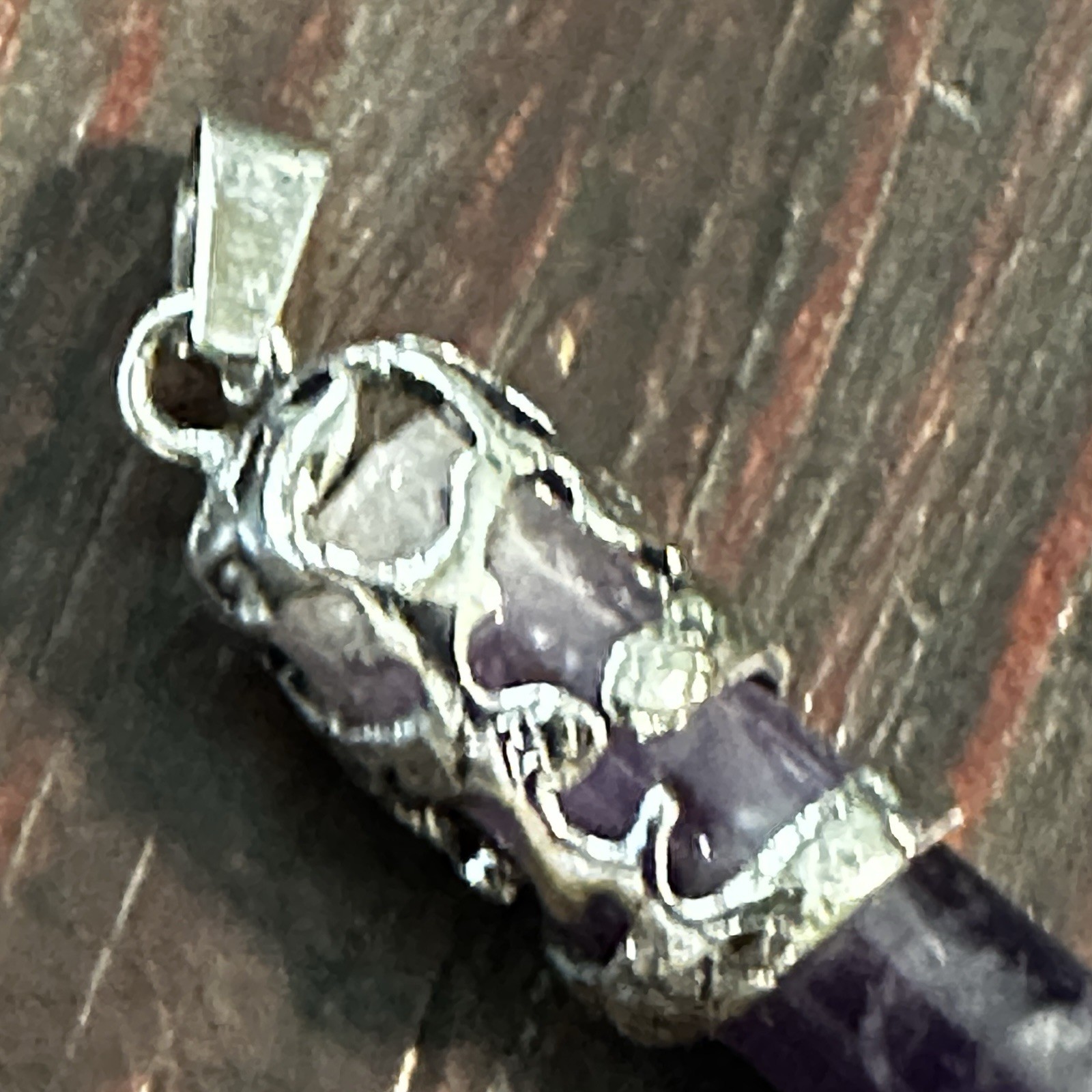 Dragon Amethyst Pendant Silver Tone Engraved Metal Pendulum Charms Cylinder