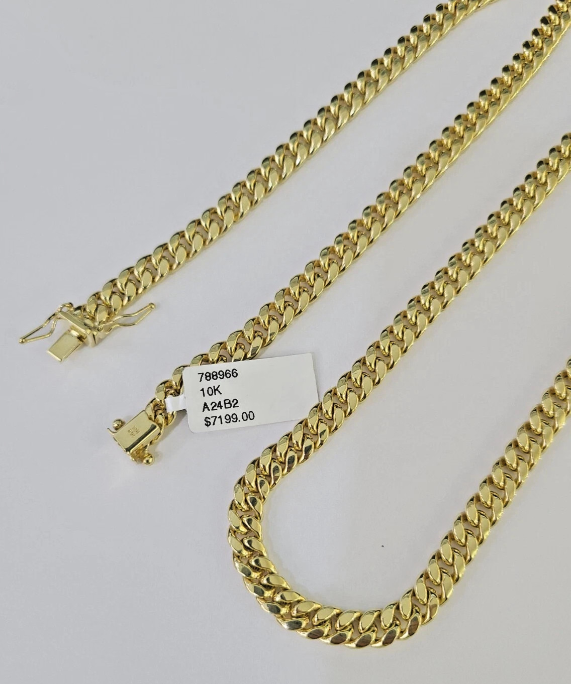 Real 10K Gold Miami Cuban Link Chain 22″ 6mm Box Clasp Men Necklace 10kt