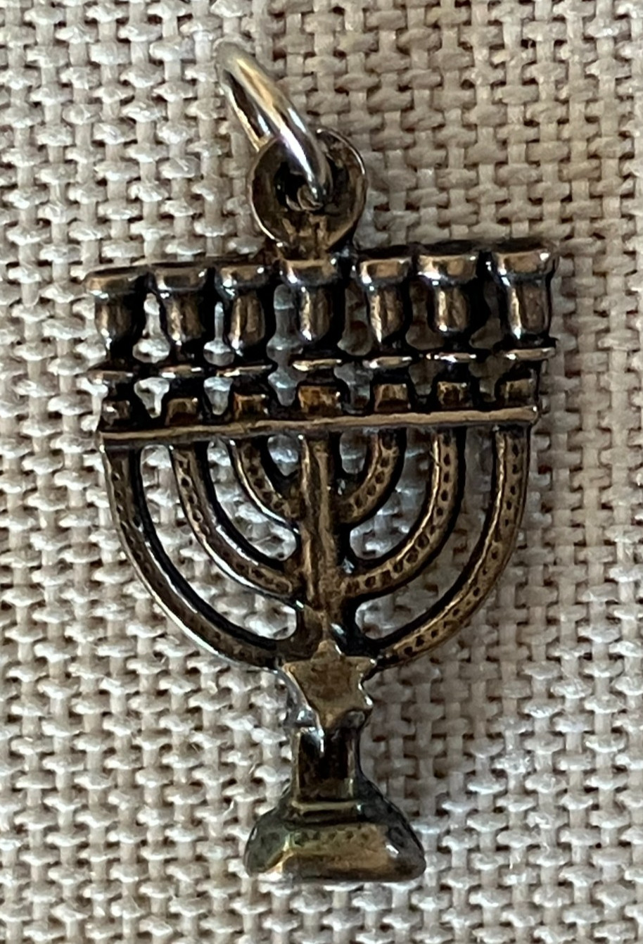 German Silver 752 Menorah Pendant Small Handmade w/Solid Base 7 Branches