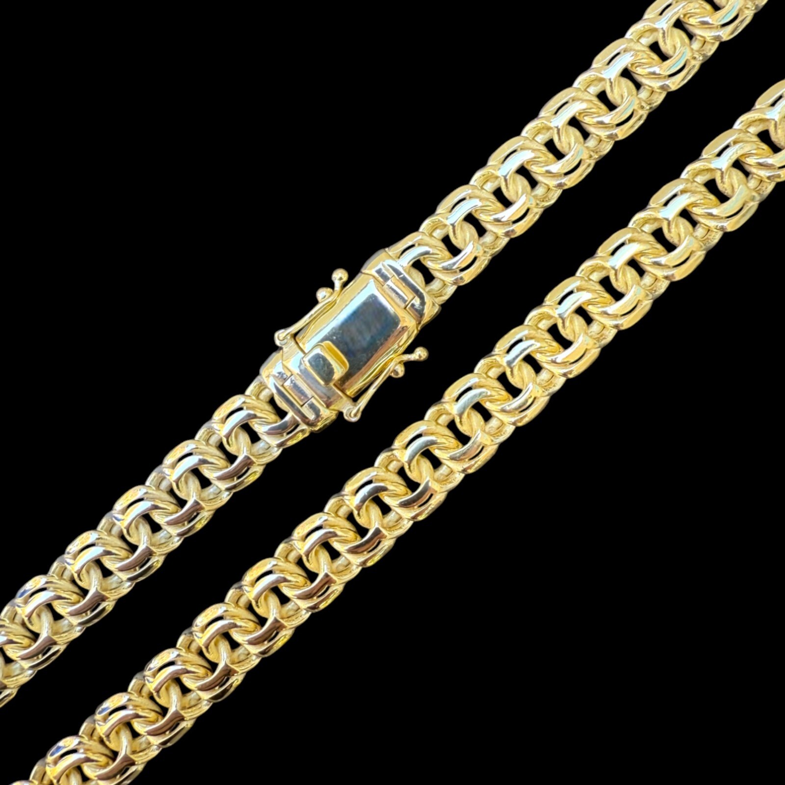 Handmade 9mm Bismark Garibaldi Chino Chain 14k Gold Over 925 Silver Necklace