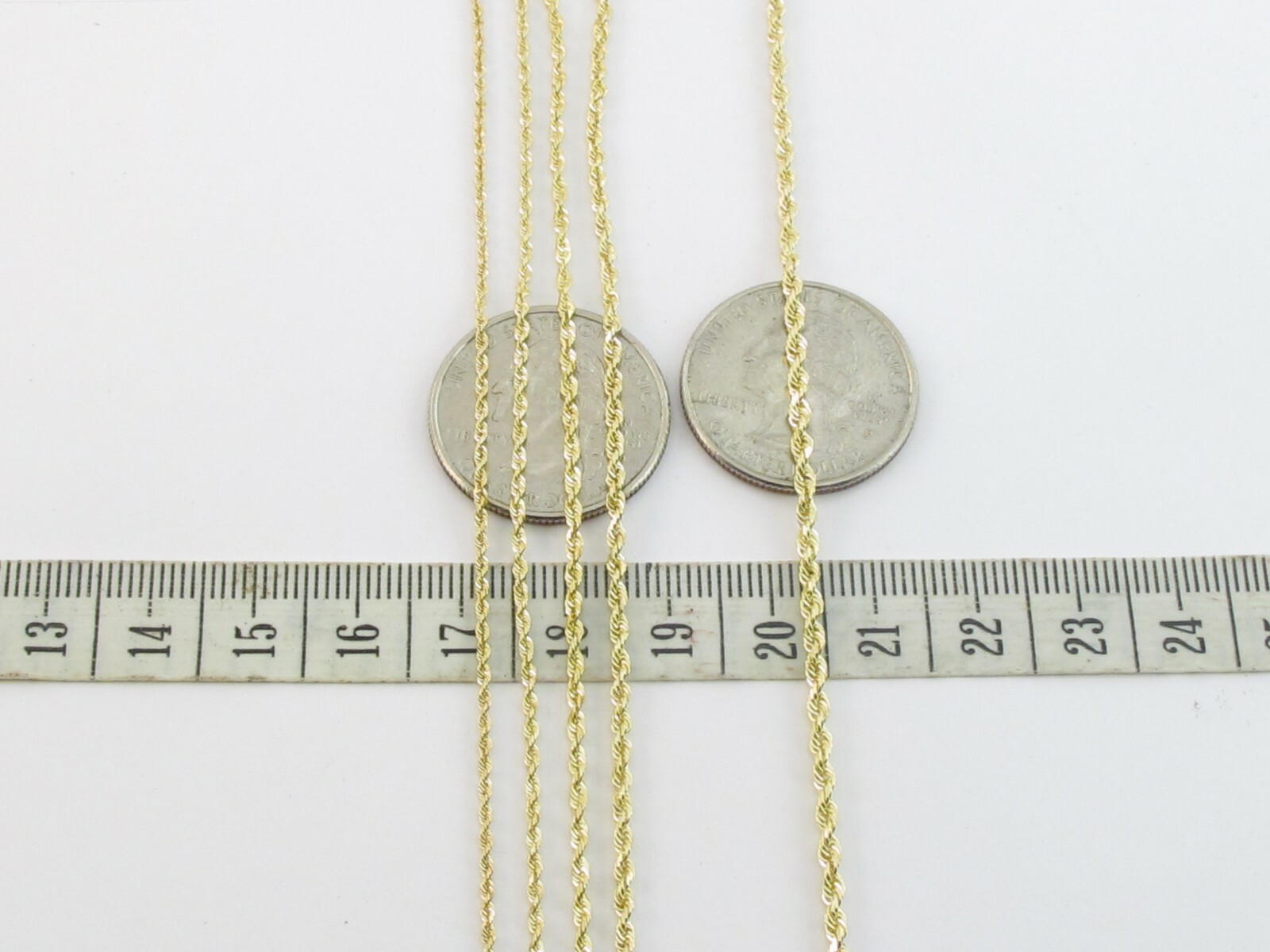 14k Solid Yellow Gold Diamond Cut Rope Chain 1.2 mm, 1.5 m, 2 m , 2.3 m , 2.5 mm