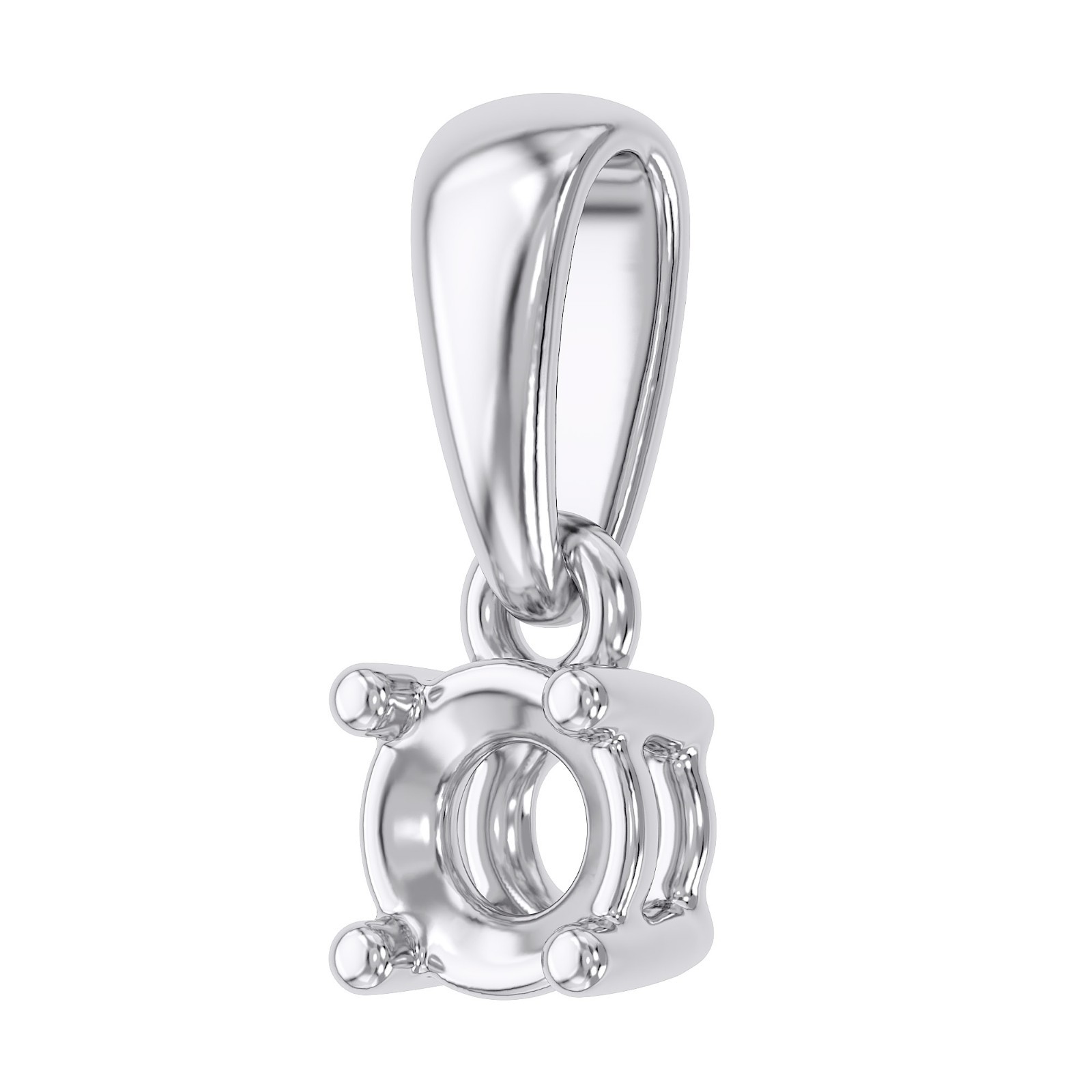 Semi Mount Pendant Setting Round 3mm To 5mm in 925 Sterling Silver