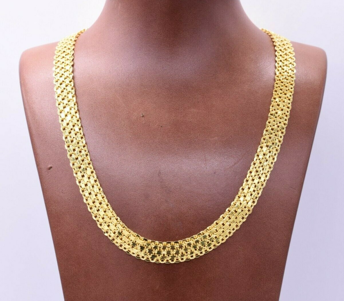 10mm Diamond-Cut Bismark Chain Necklace 14K Yellow Gold-Plated Silver 925 ITALY