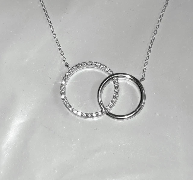 1Ct Round Lab Created Diamond interlocking Circle Pendant 14k White Gold Plated