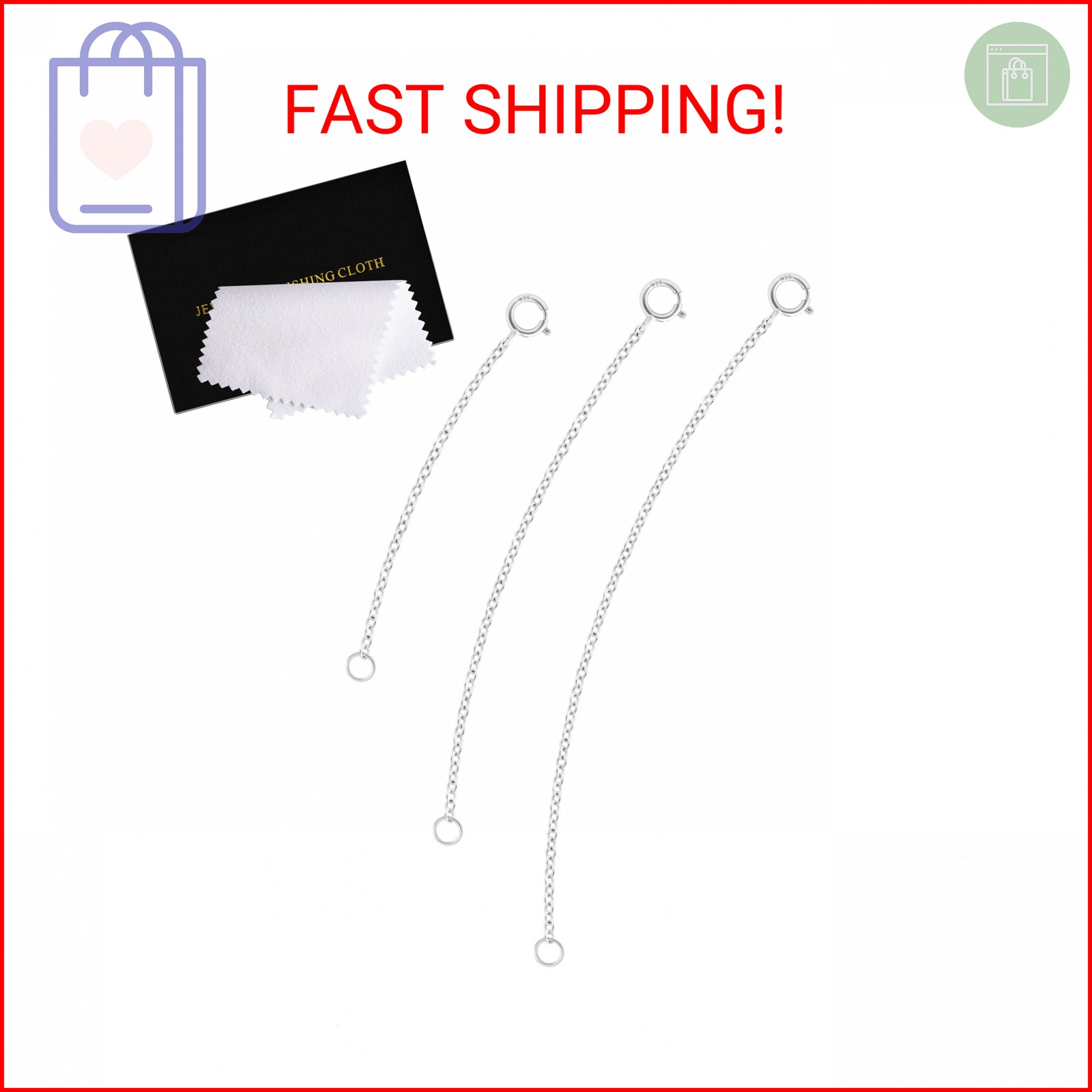 VANBARIS 925 Sterling Silver Necklace Extender Sterling Silver Necklace Chain Ex
