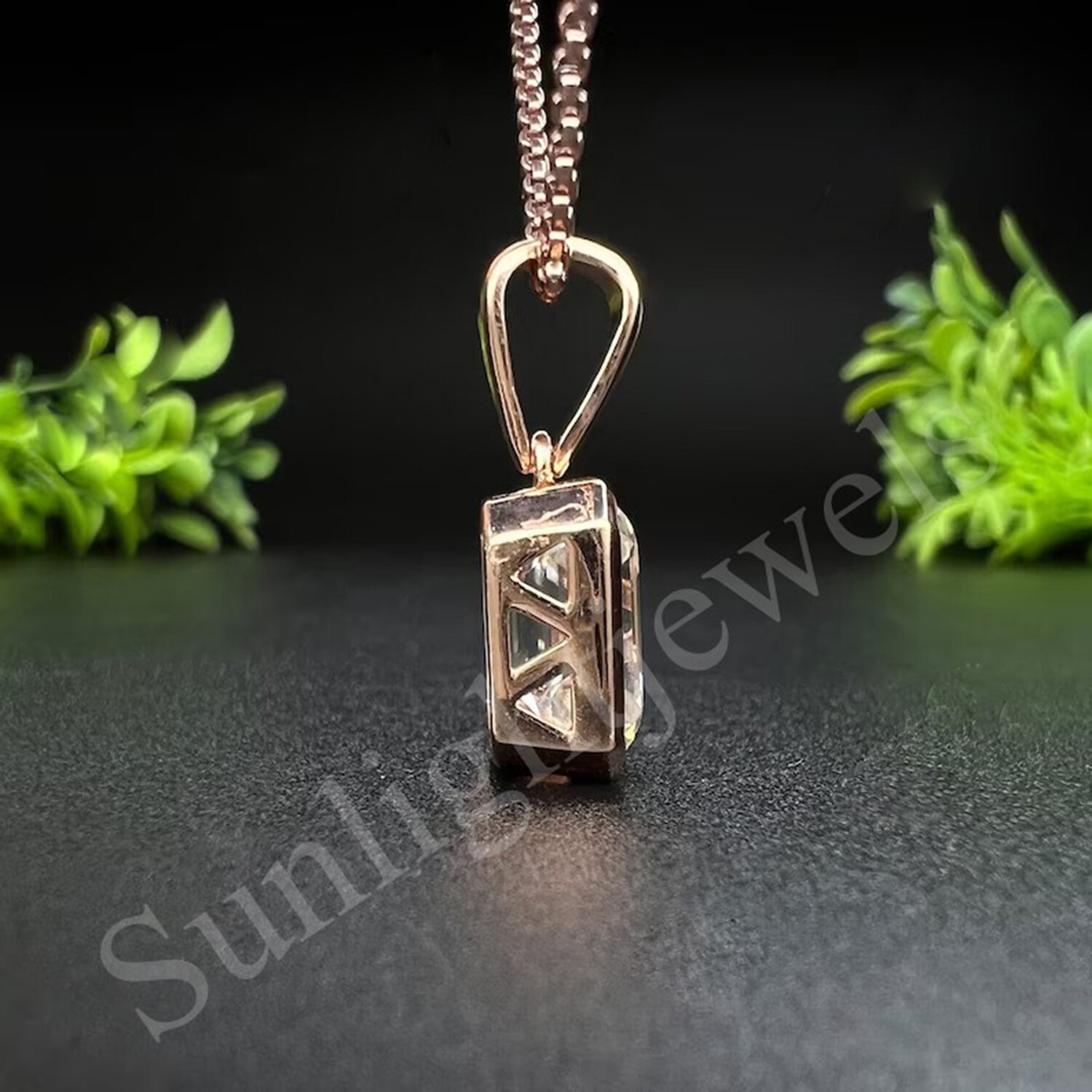 Emerald Cut Lab Grown Diamond Solitaire Pendant 3.8 Ct in 925 Silver – Lustrous