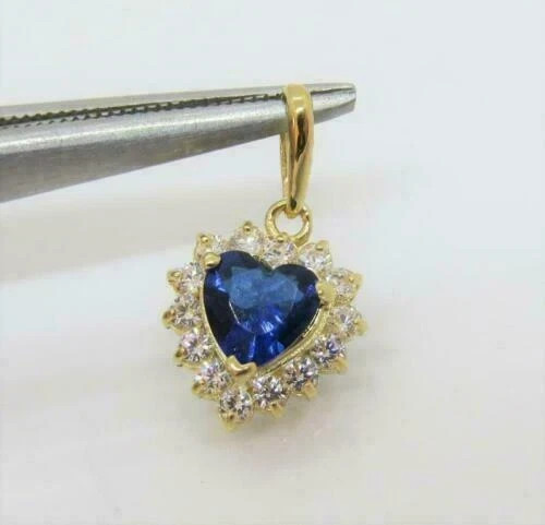 2CT Heart Cut Lab Created Blue Sapphire Women’s Pendant 14K Yellow Gold Finish