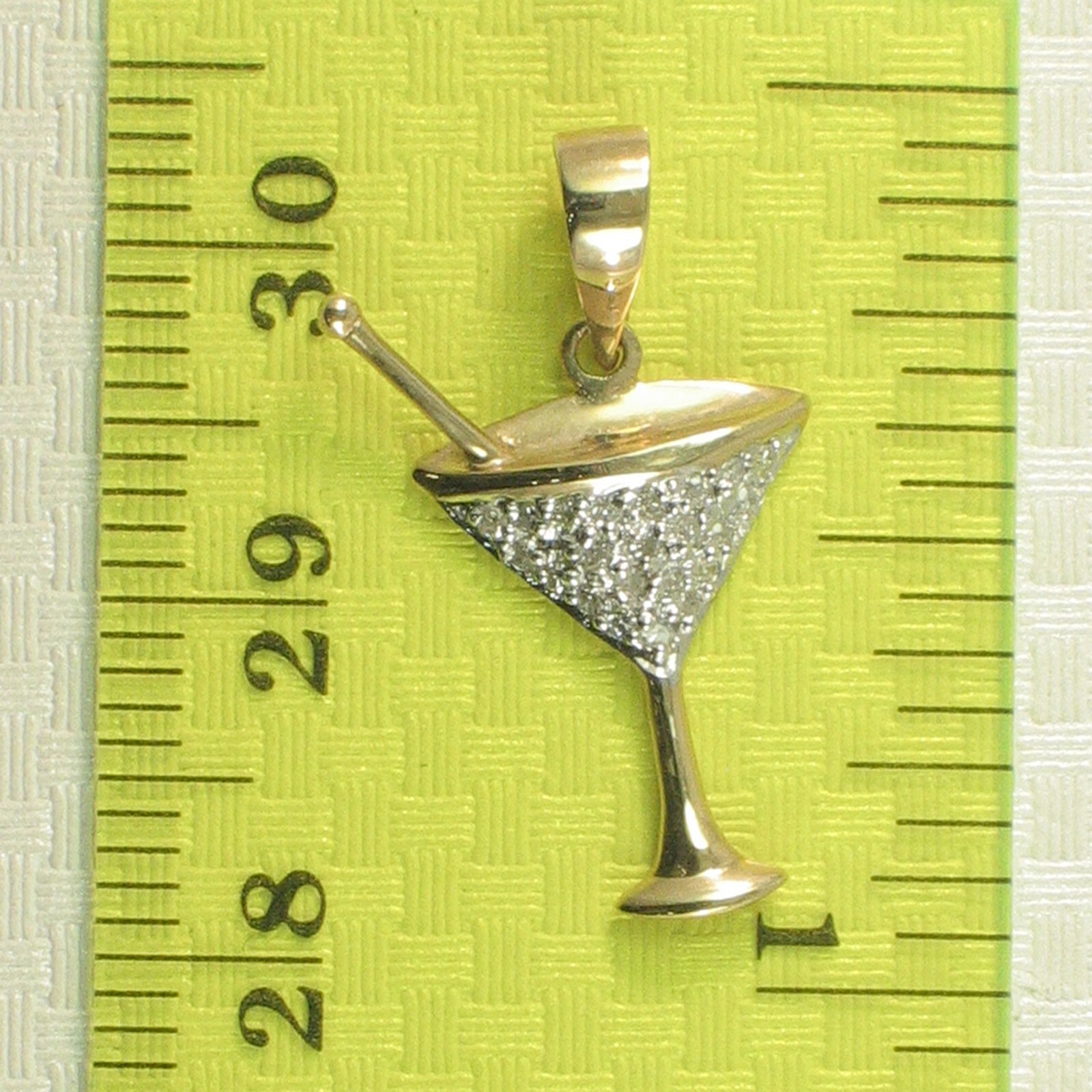Beautiful Cocktail Cup Design 14kt Solid Yellow Gold Diamond Pendant Necklace