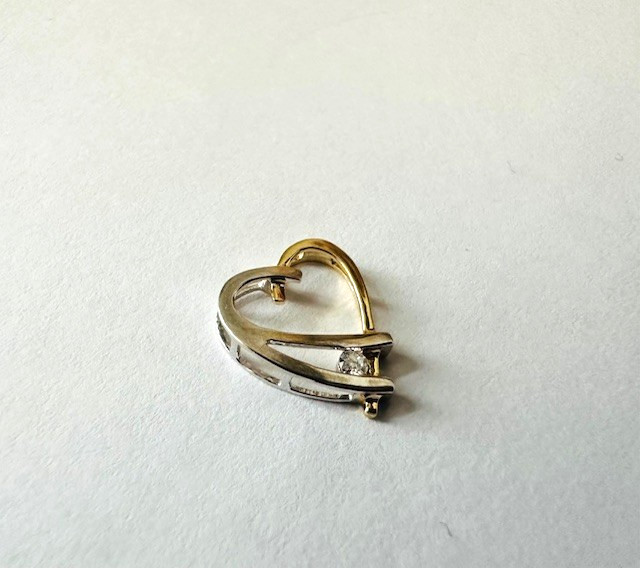 Estate 14K Multi-Tone Gold Diamond “Heart” Pendant
