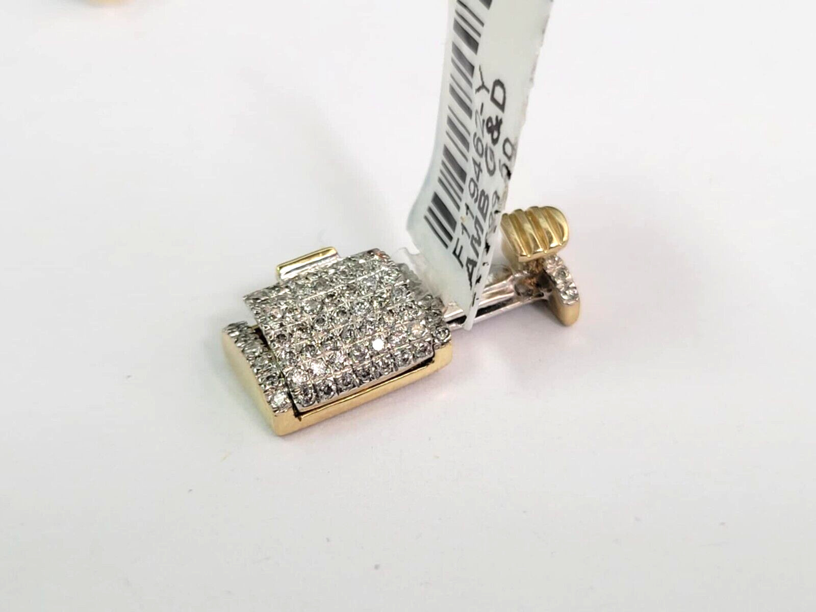 10K Yellow Gold Diamond Box Clasp Accessory 7.5MM Pave Set Double Lock