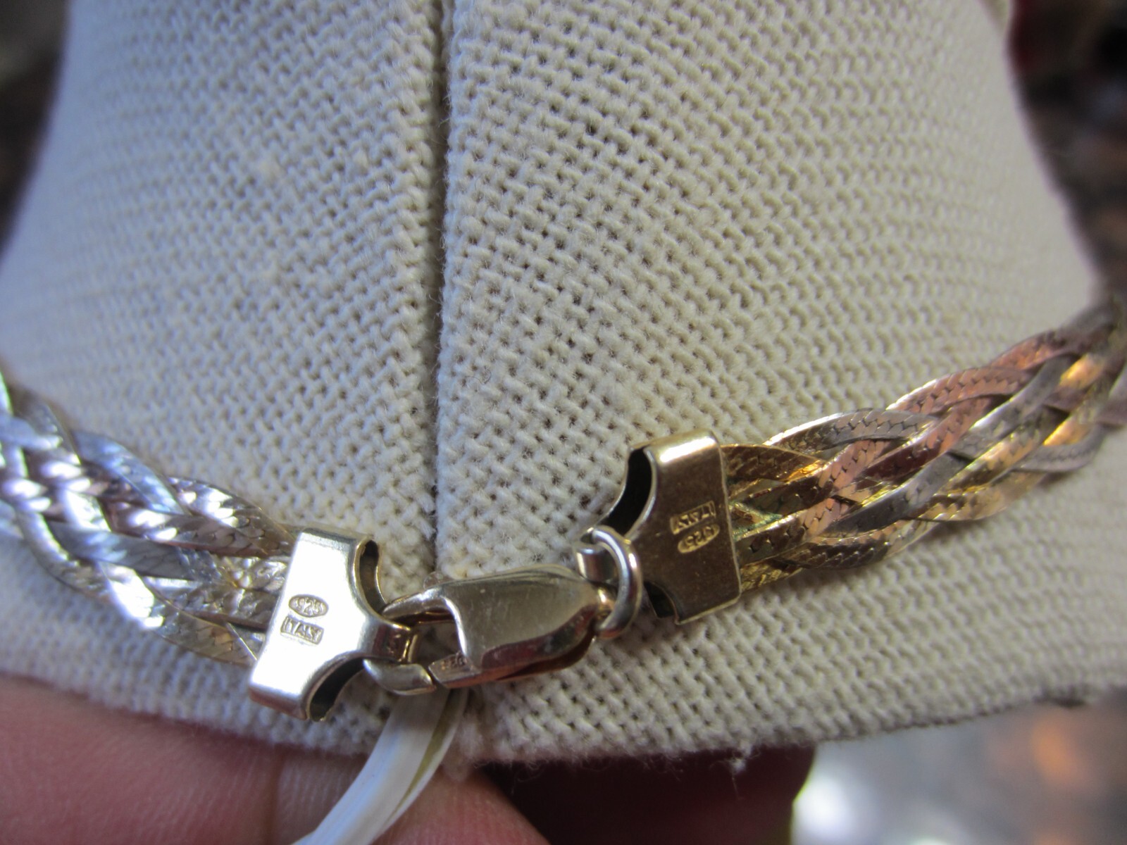 Pre-owned Hallmarked 925 Italy multiple braids necklace with lobster clasp