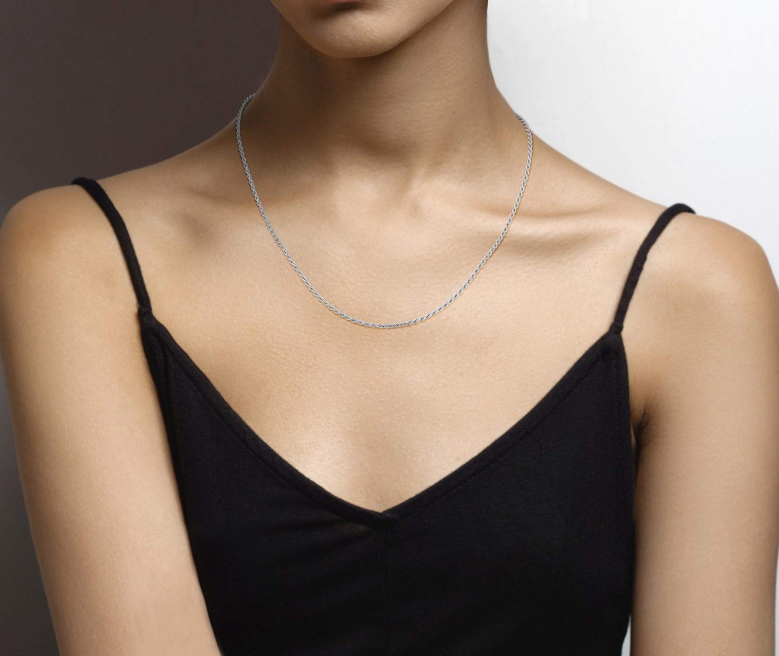 Solid 925 Sterling Silver Diamond-Cut Braided Rope Chain Necklace for Men & Wome