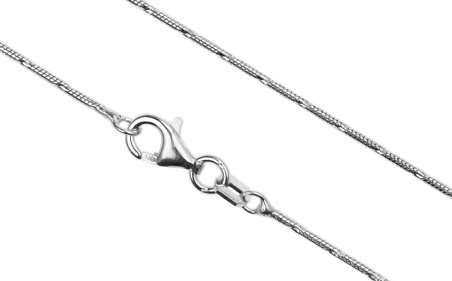925 Sterling Silver RHODIUM 1.0mm Fancy Round Snake Chain Necklace ITALY 20″