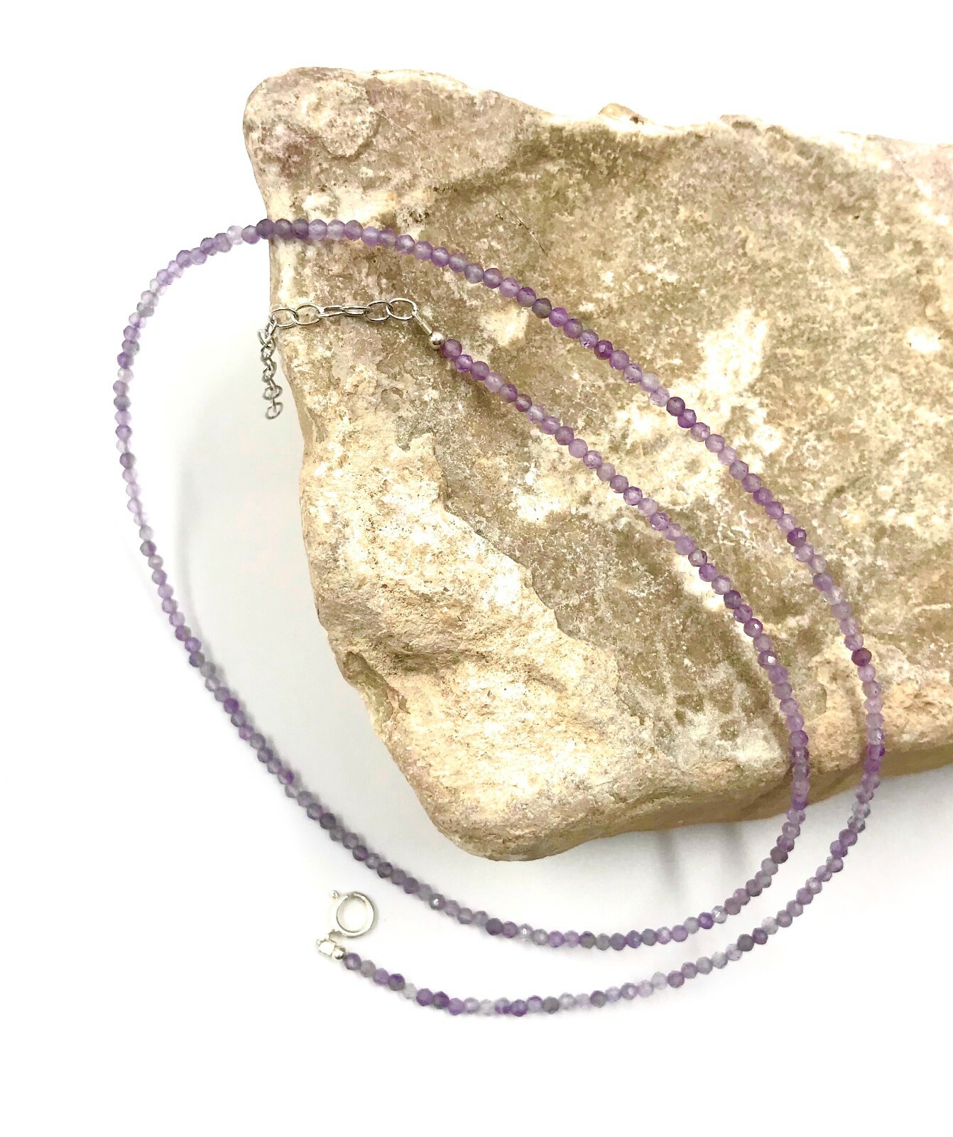 Genuine Amethyst Bead 925 Silver Necklace Jewelry Women Handmade USA SELLER
