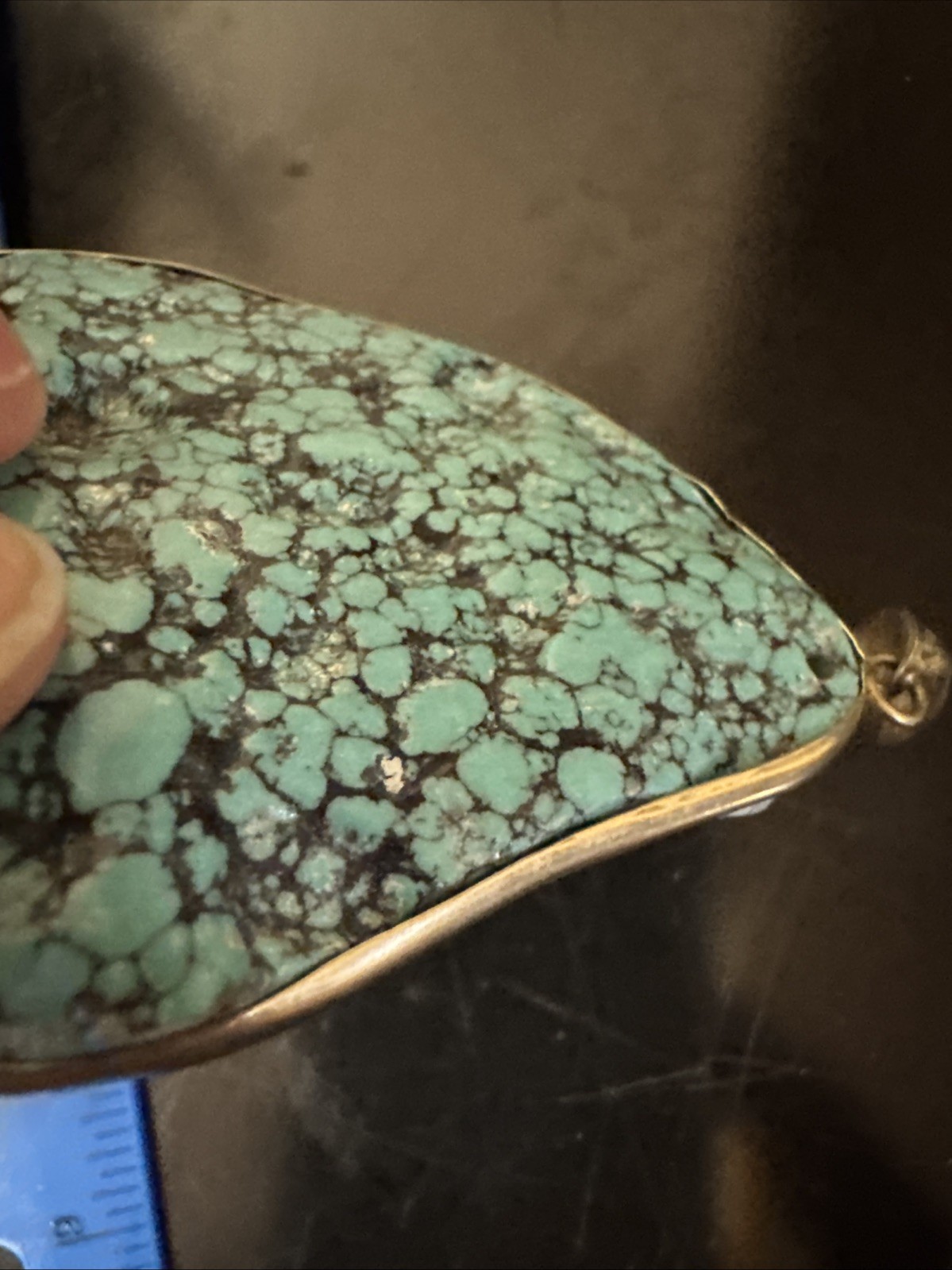 925 Silver Block Turquoise Pendant