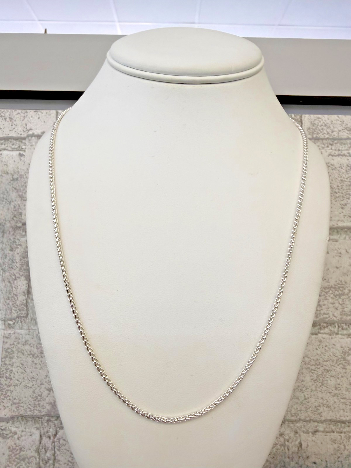 925 Sterling Silver Wheat Chain Necklace 21in.