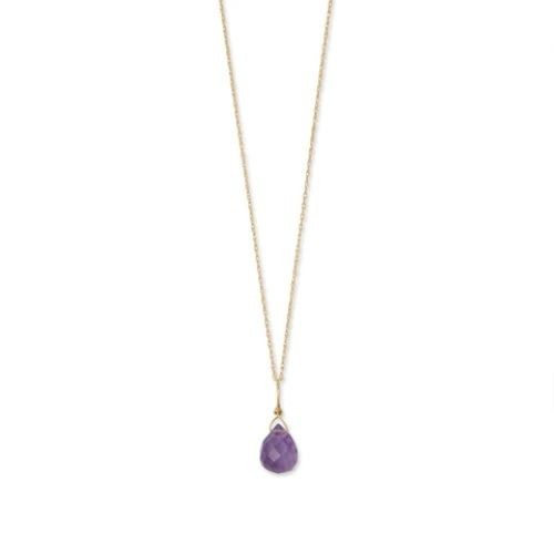 16″ 14 Karat Gold Birthstone Necklace January-December
