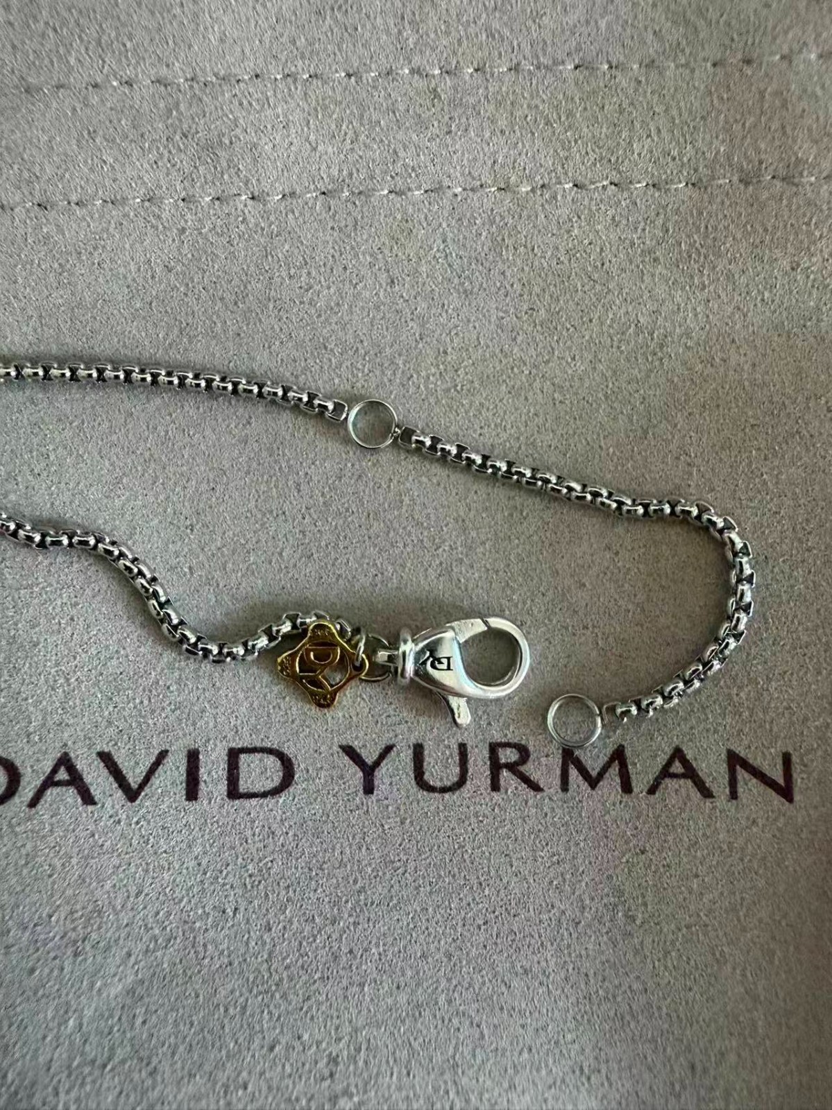 David Yurman 2mm Cable Cross Pendant Sterling Silver with 14K Yellow Gold 19.5″