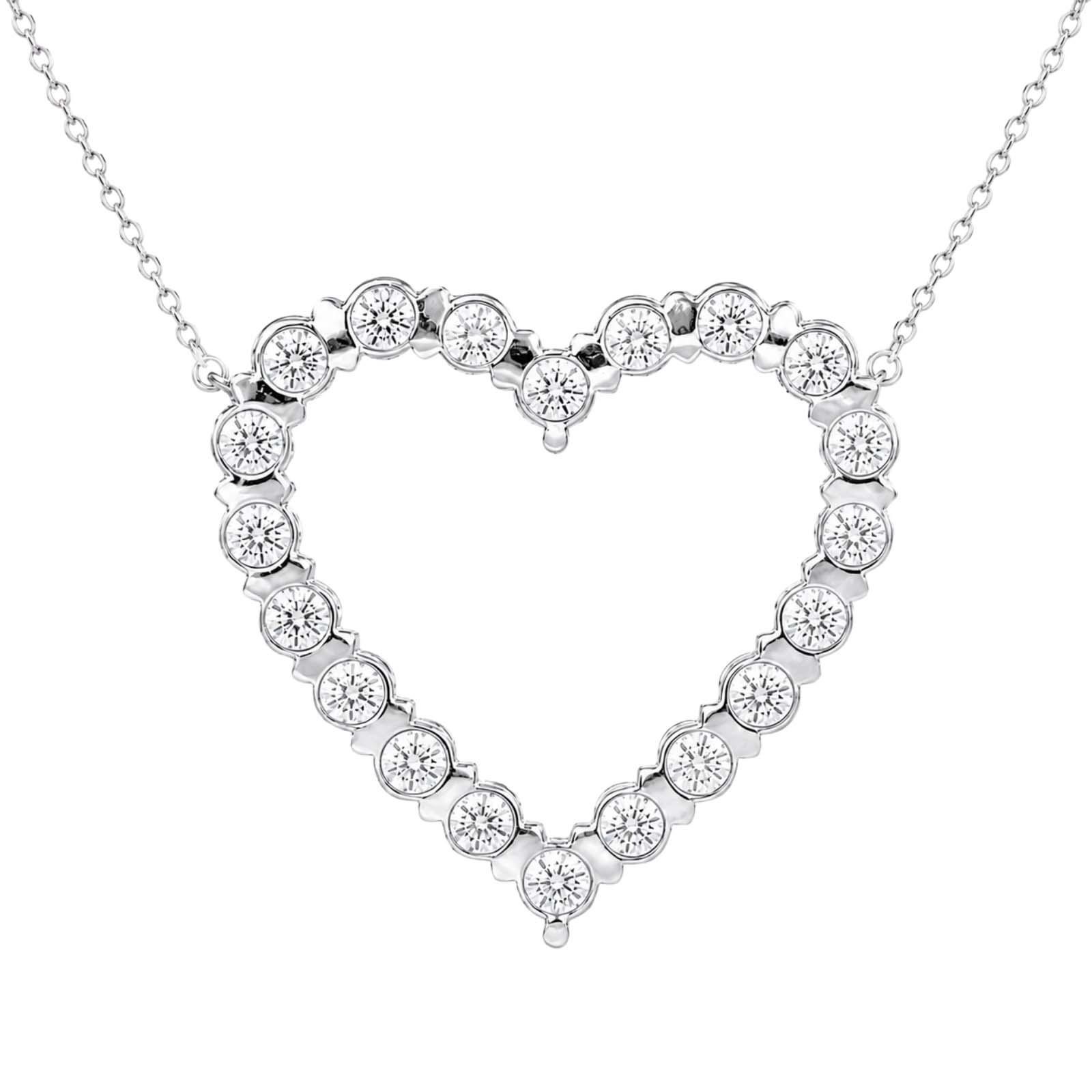 1.00ctw Round Cut F/VS+ Lab Grown Diamond Heart Pendant 925 Sterling Silver