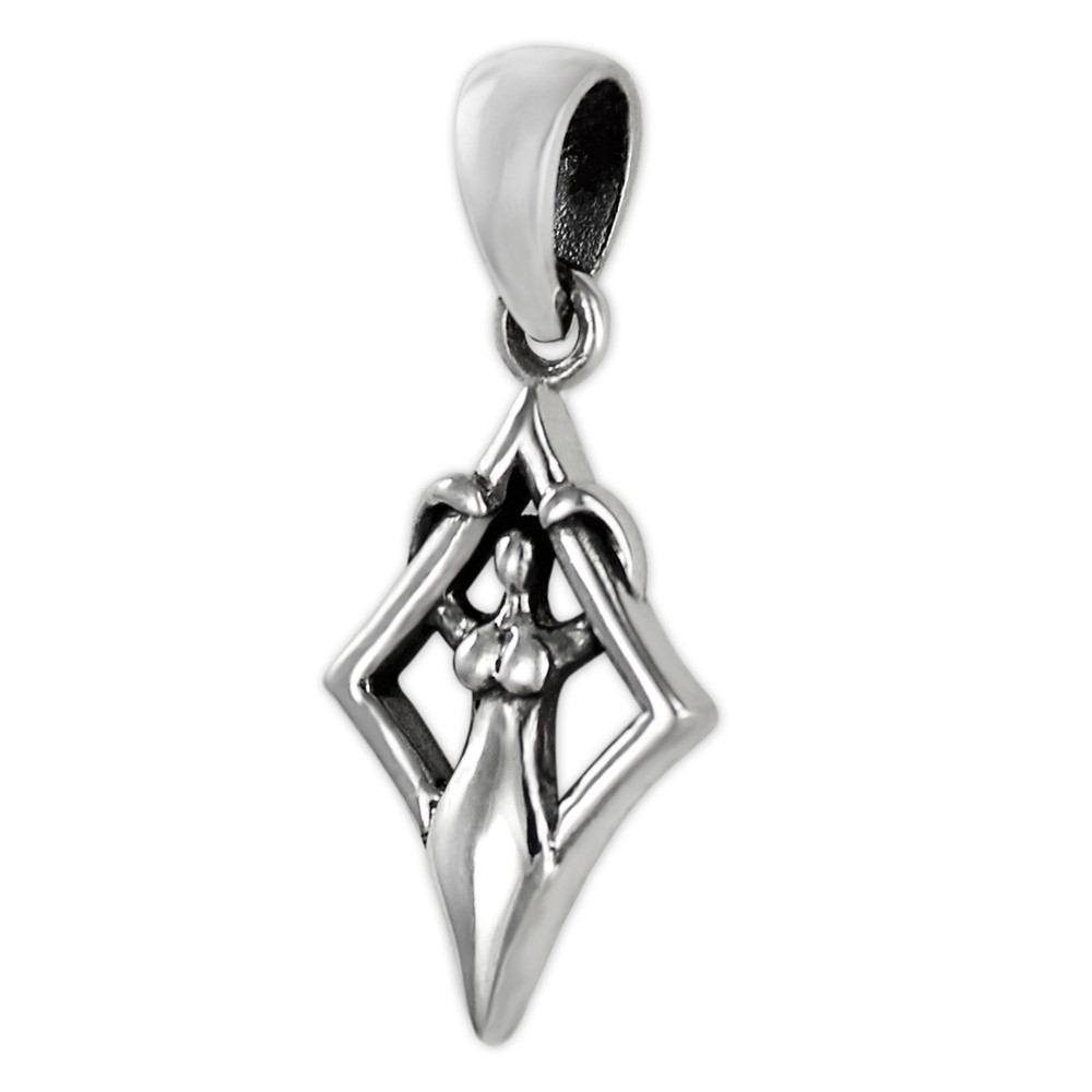 Small Sterling Silver Goddess in Yoni – Female Wiccan Fertility Symbol Jewelry