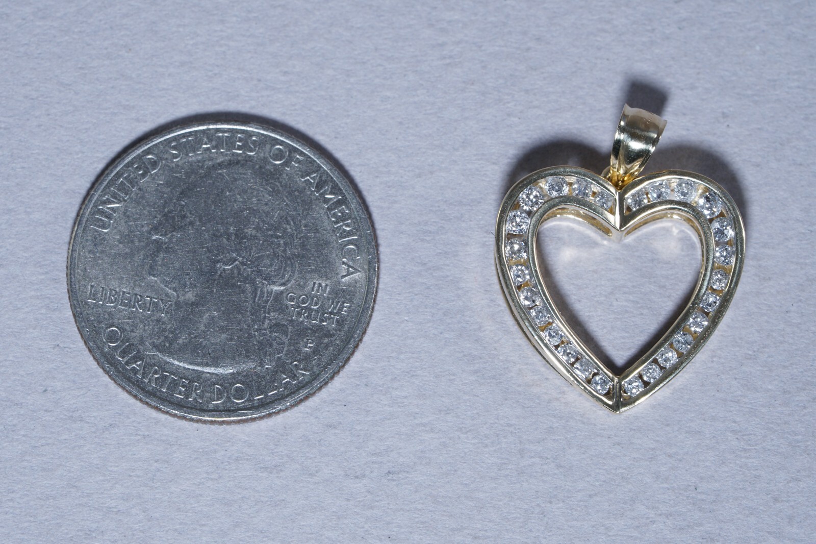 14K Yellow Gold 1/2ctw *HEART* Natural Diamond Pendant, 3.4grams