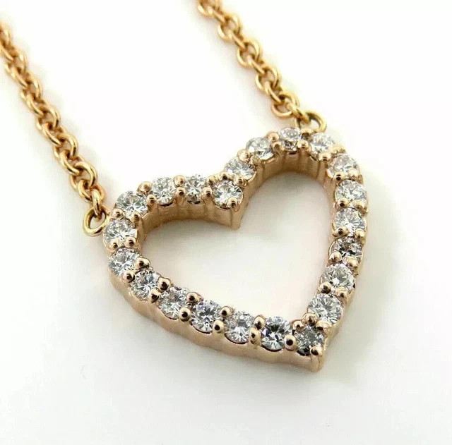 Women’s Small Heart Necklace 1.00ct Lab Grown Diamond in 14K Yellow Gold Plated