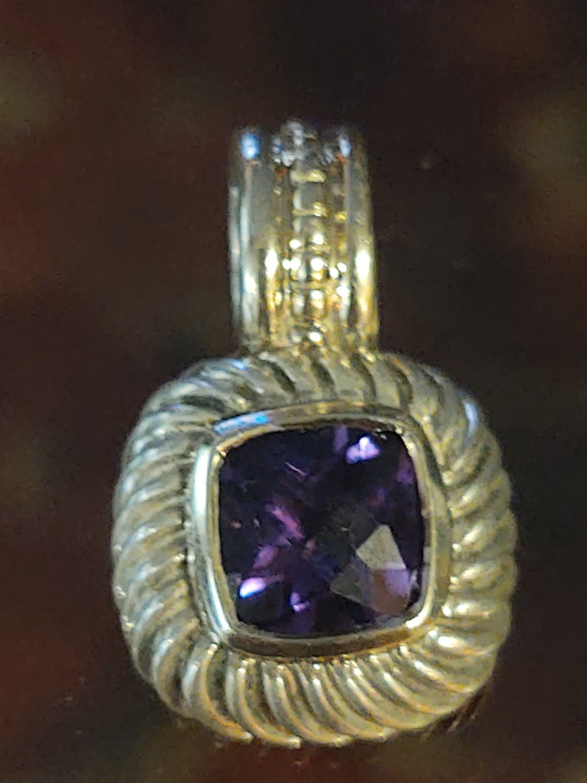 David Yurman 14K Amethyst Albion 585 Gold & 925 Sterling Pendant/Enhancer