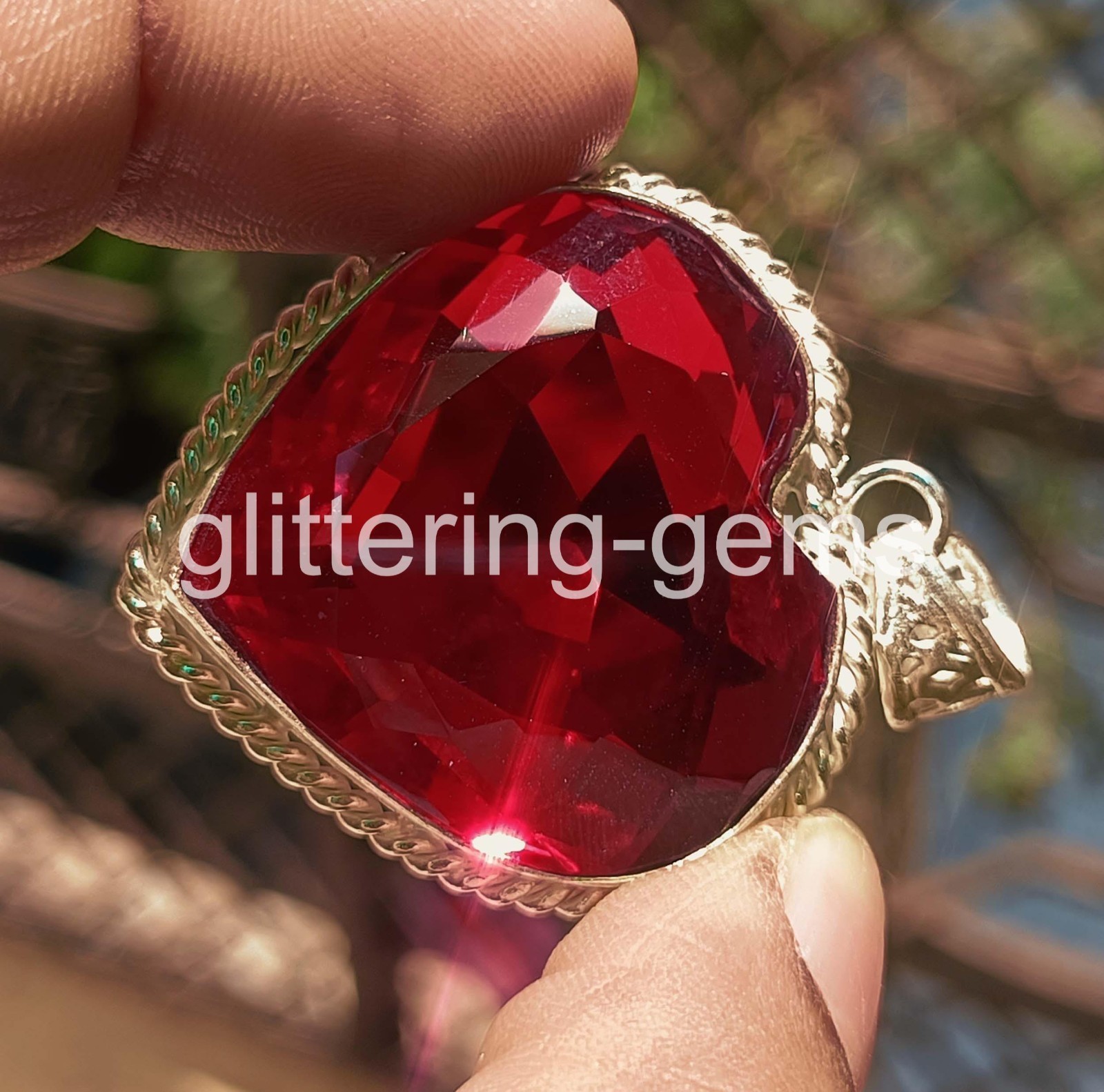 115.90 Ct Natural Red Ruby Pendant Heart Pendant 925 Silver IGL Loose Gems 6YHU