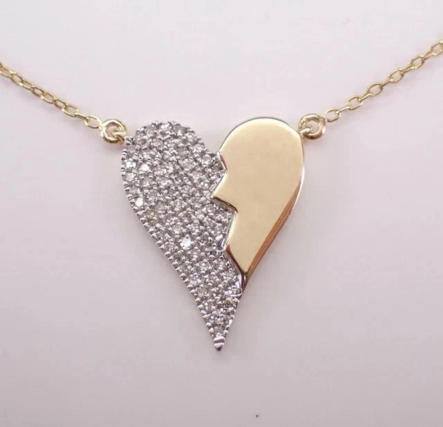 1.10Ct Round Lab Created Diamond Cluster Heart Pendant 14K Two Tone Gold Plated