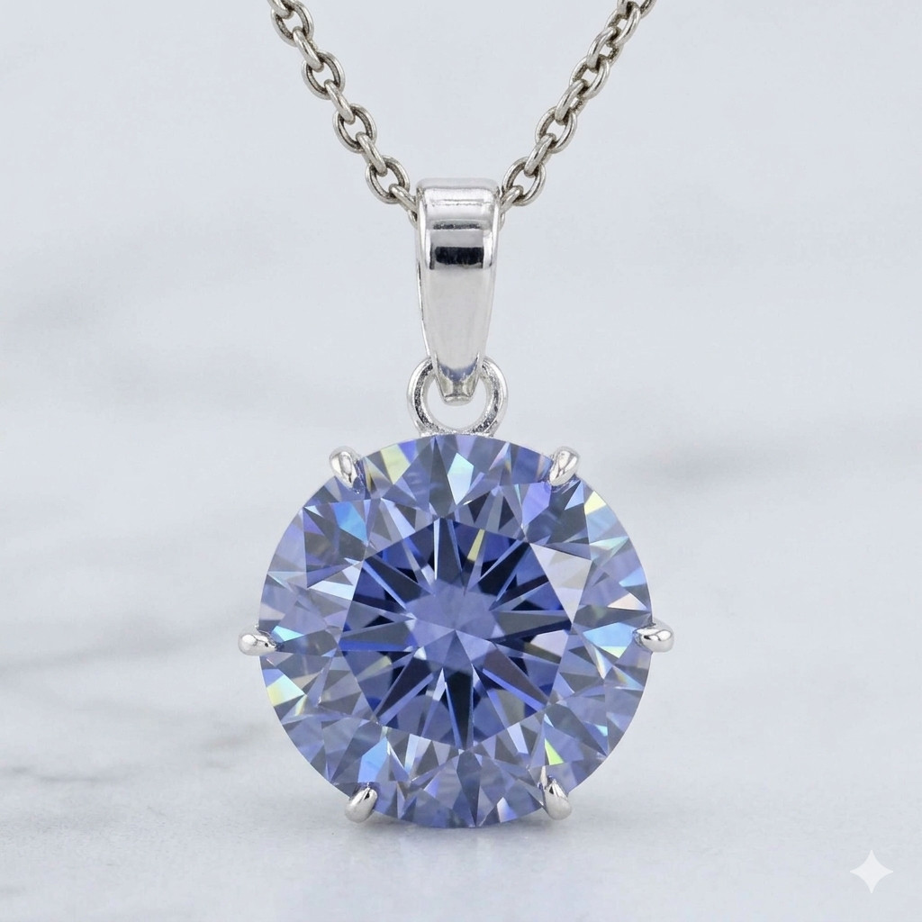 RARE 10.50 Ct Blue Diamond Solitaire Pendant, Amazing Shine, FREE Diamond studs