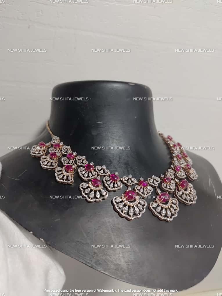 Women’s 19CT Round Lab Created Red Ruby 14K Rose Gold Plated Choker Necklace 18″
