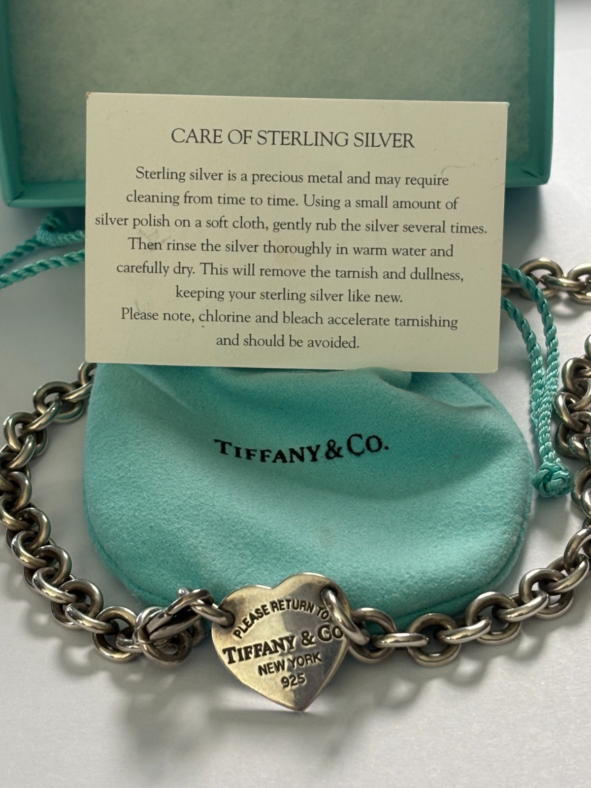 Tiffany & Co. Return to Tiffany Heart Tag Charm Necklace 925 Sterling 15 inch