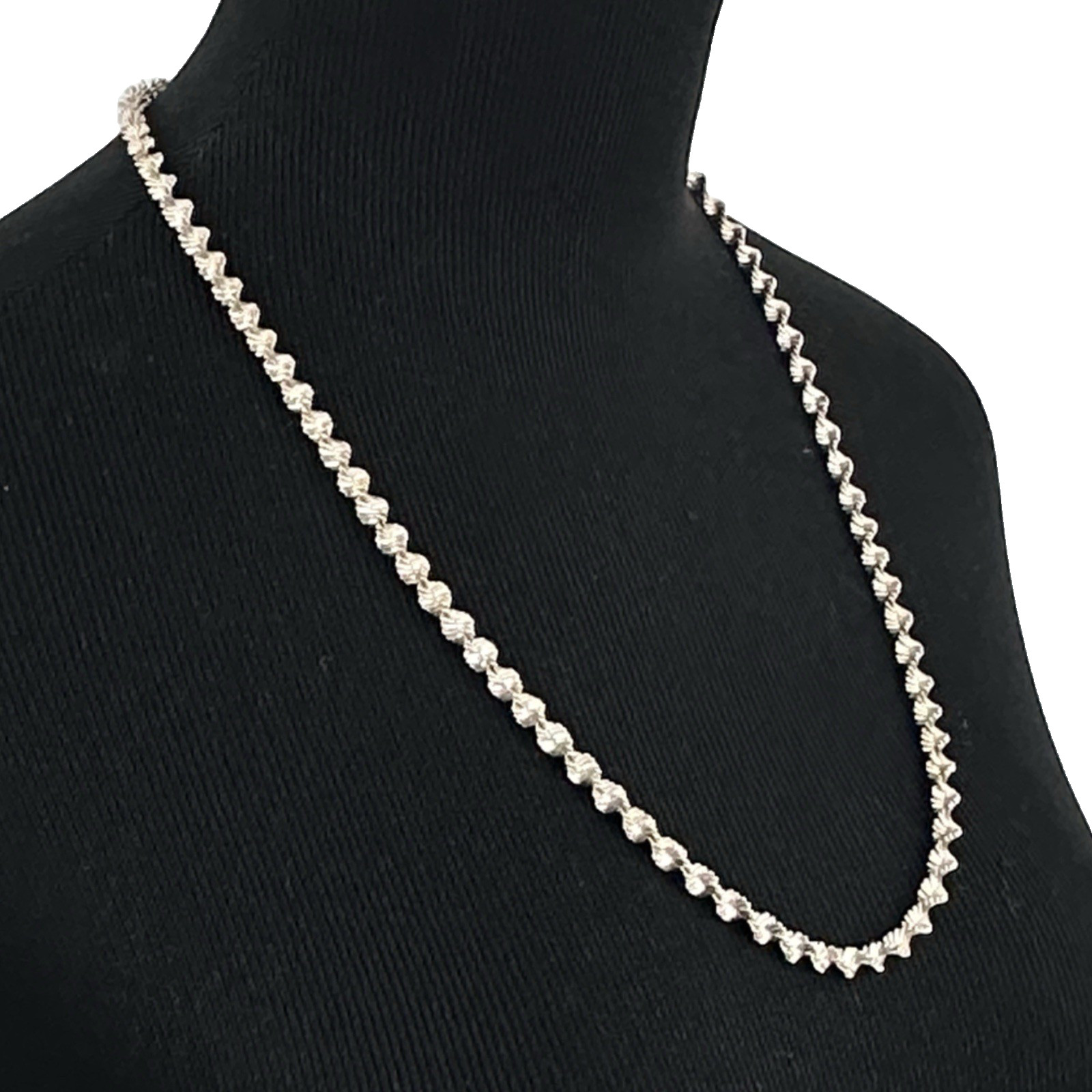TWISTED HERRINGBONE chain necklace – 26″ sterling silver 6mm diamond-cut 28.8g