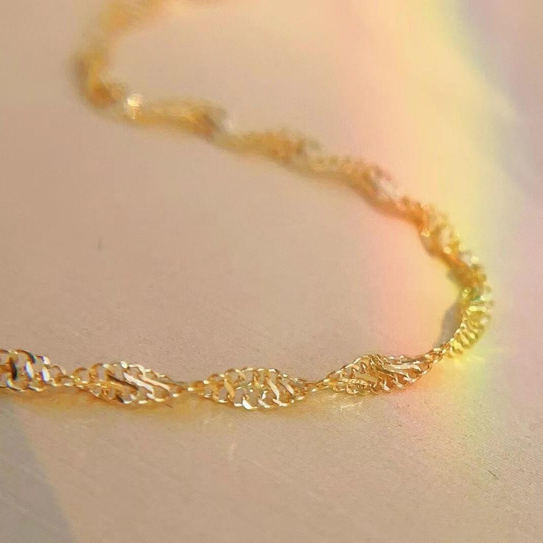 Au750 Solid 18K Solid Gold yellow Gold Necklace Women Gold Chain 46cm-